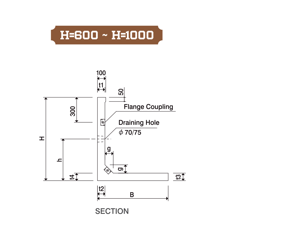 Section Detail (H=600 ~ H=1000)